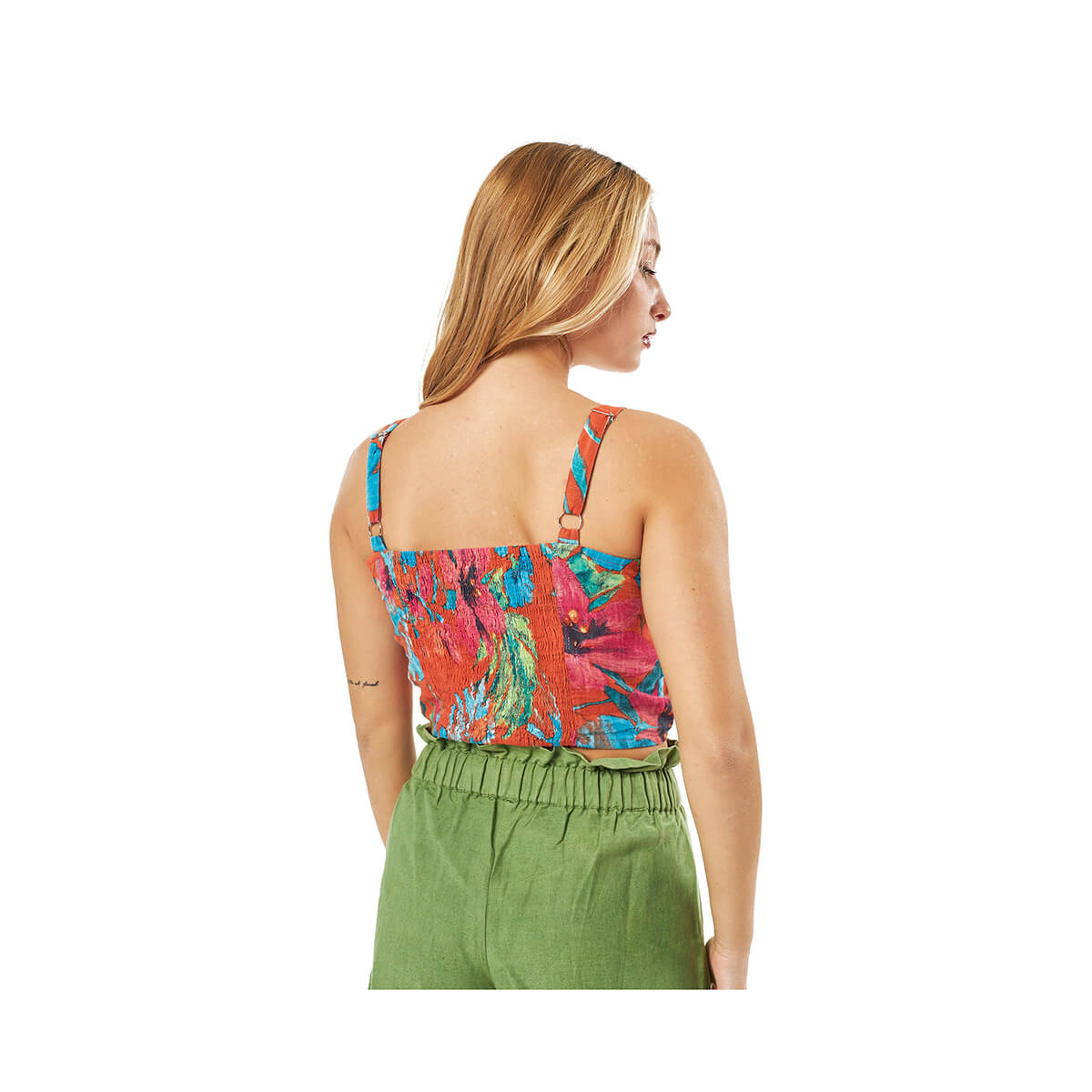 Verde Γυναικείο Κροπ-Τοπ 63-0007 Βαμβακερό Πορτοκαλί