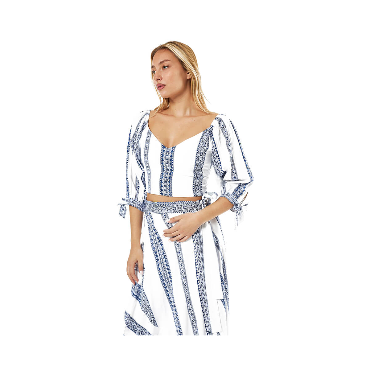 Verde Γυναικείο Κροπ-Τοπ 63-0009 Βισκόζη Μπλε