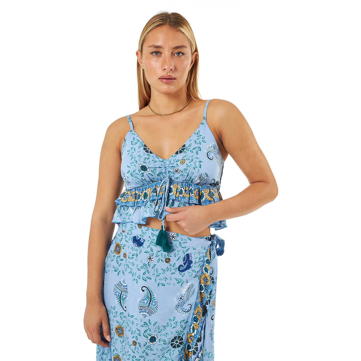 Verde Γυναικείο Κροπ-Τοπ 63-0000010 Ρεγιόν Ανοιχτό Μπλε