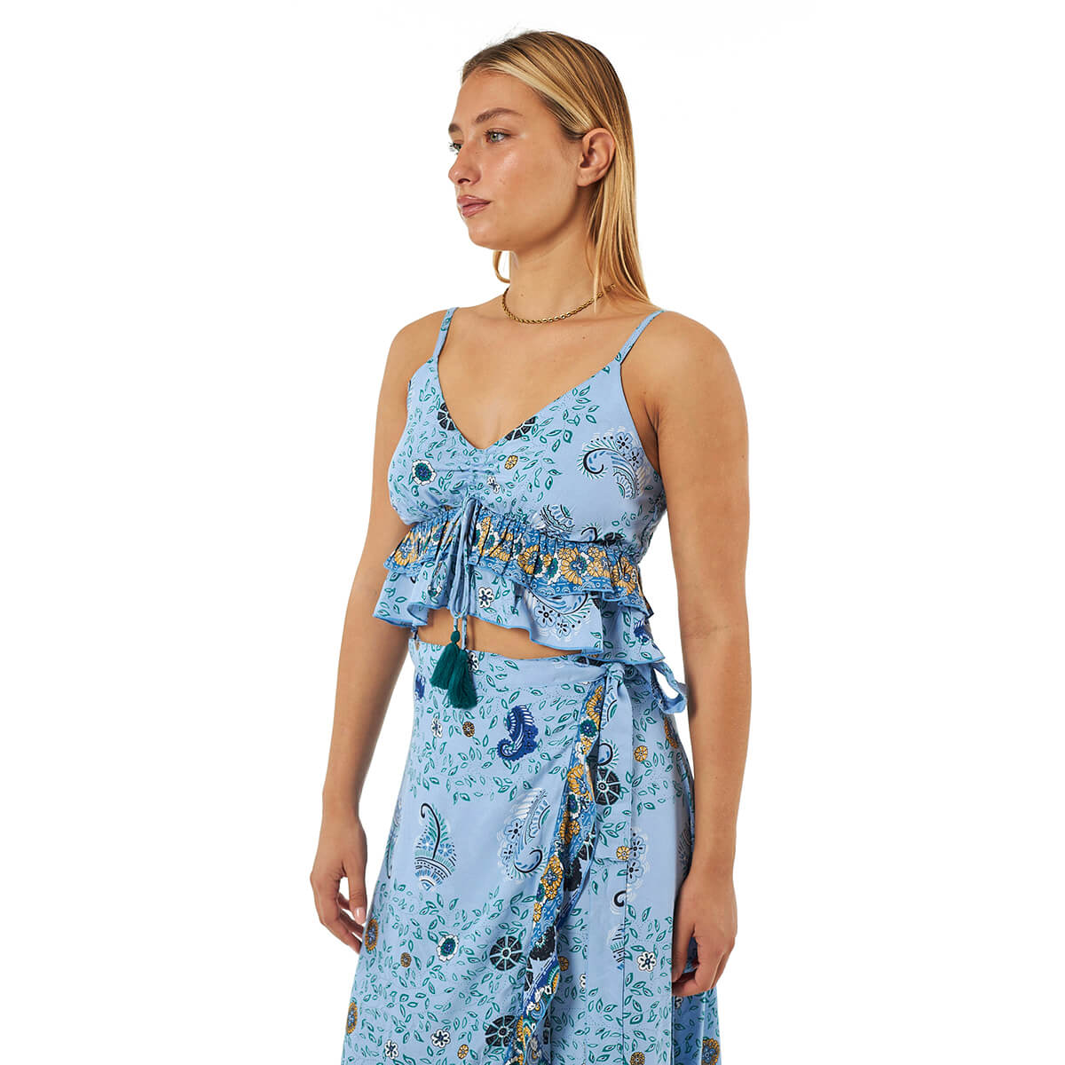 Verde Γυναικείο Κροπ-Τοπ 63-0000010 Ρεγιόν Ανοιχτό Μπλε