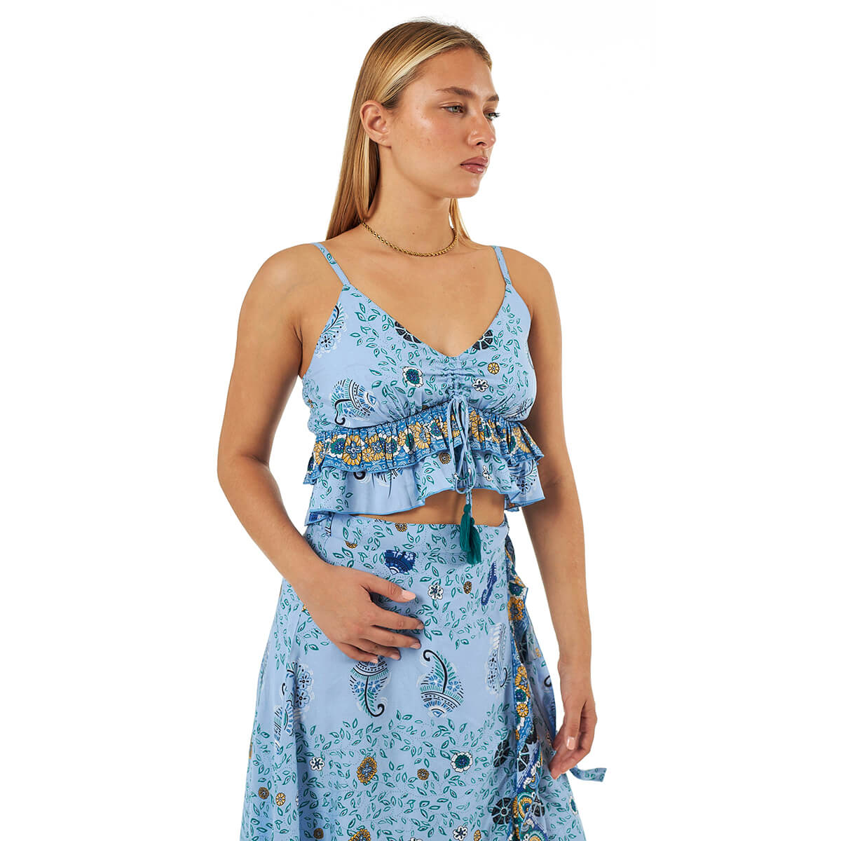 Verde Γυναικείο Κροπ-Τοπ 63-0000010 Ρεγιόν Ανοιχτό Μπλε