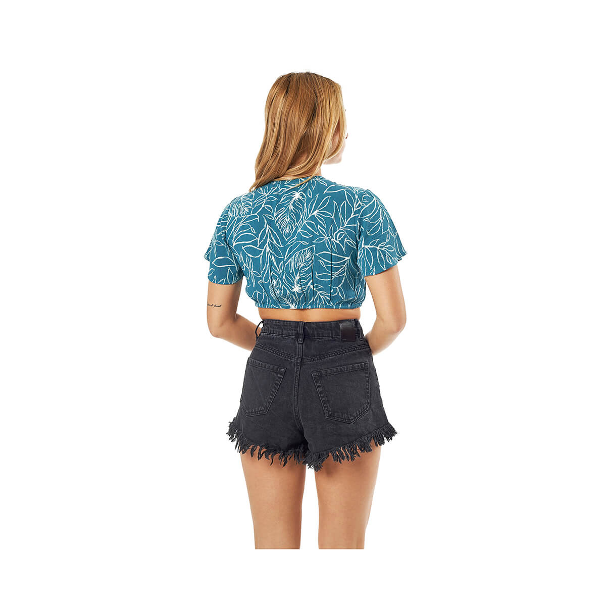 Verde Γυναικείο Κροπ-Τοπ 63-0000013 Ρεγιόν Τιρκουάζ