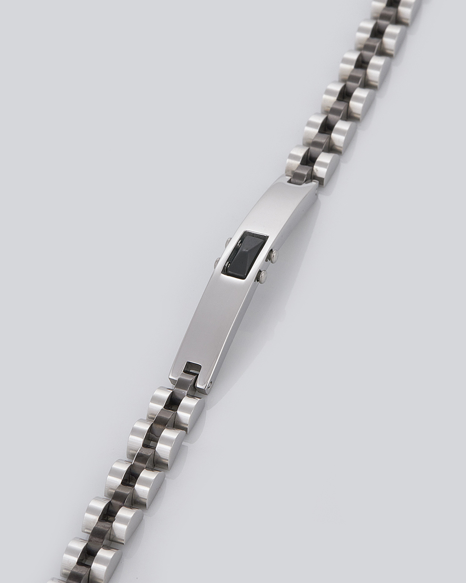 Sequoia Aνδρικό Βραχιόλι χειροπέδα από ανοξείδωτο ατσάλι ασημί με γκρί SE-0694 Sequoia Aνδρικό Βραχιόλι χειροπέδα από ανοξείδωτο ατσάλι ασημί με γκρί SE-0694