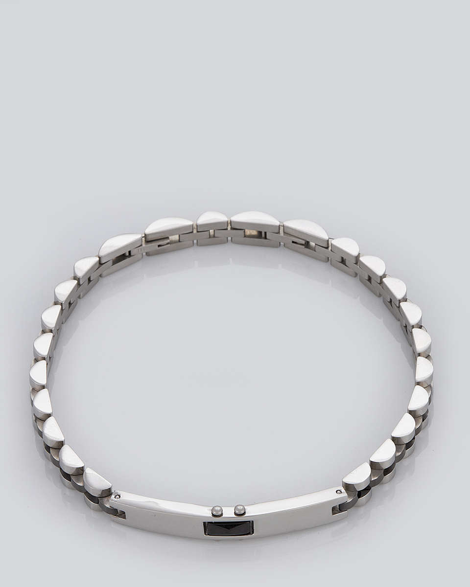 Sequoia Aνδρικό Βραχιόλι χειροπέδα από ανοξείδωτο ατσάλι ασημί με γκρί SE-0694