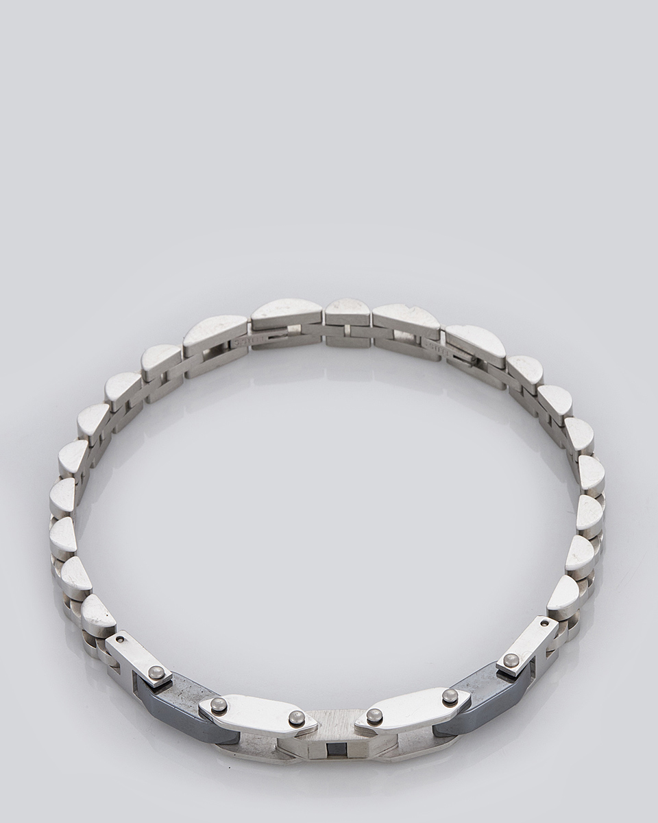 Sequoia Aνδρικό Βραχιόλι χειροπέδα από ανοξείδωτο ατσάλι γκρι με ασημι SE-0697