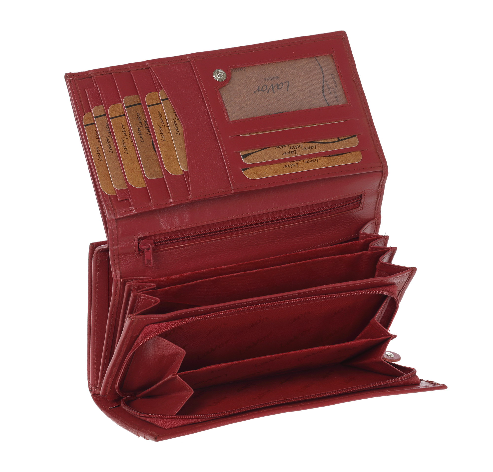 LaVor 1-3079 Γυναικείο Δερμάτινο Πορτοφόλι με RFID Κόκκινο