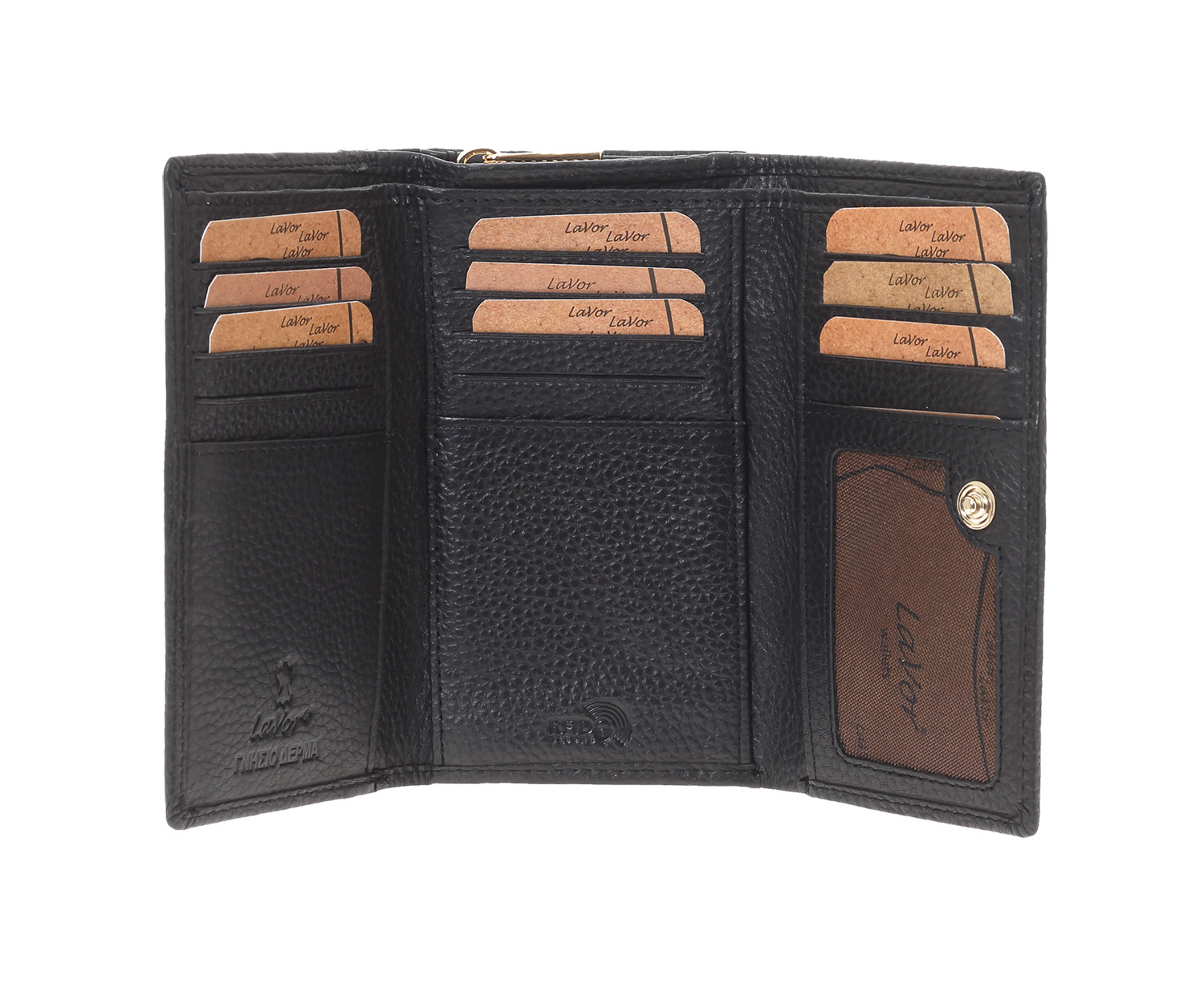 LaVor 1-6158 Γυναικείο Δερμάτινο Πορτοφόλι με Rfid Μαύρο