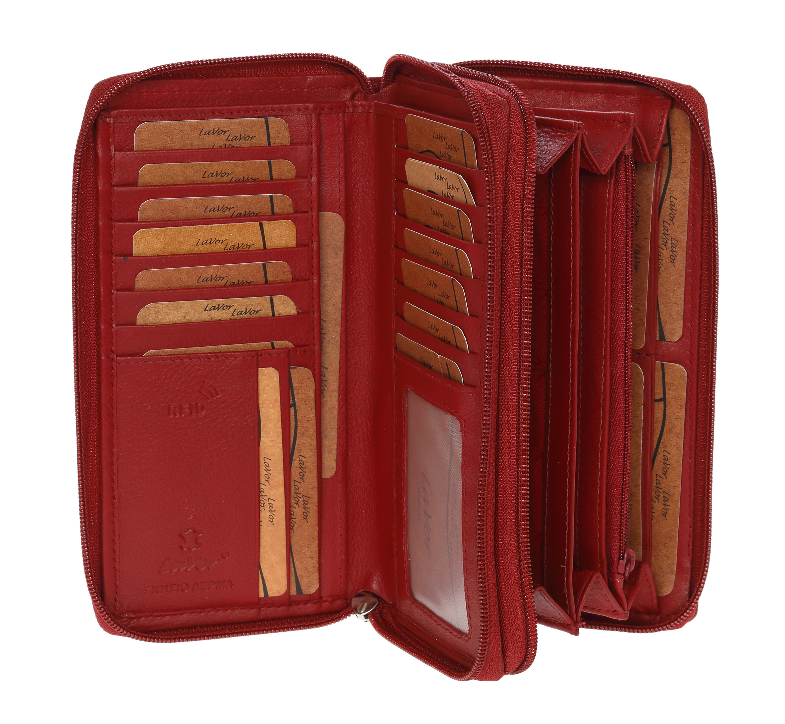 LaVor 1-3719 Γυναικείο Δερμάτινο Πορτοφόλι με RFID Κόκκινο