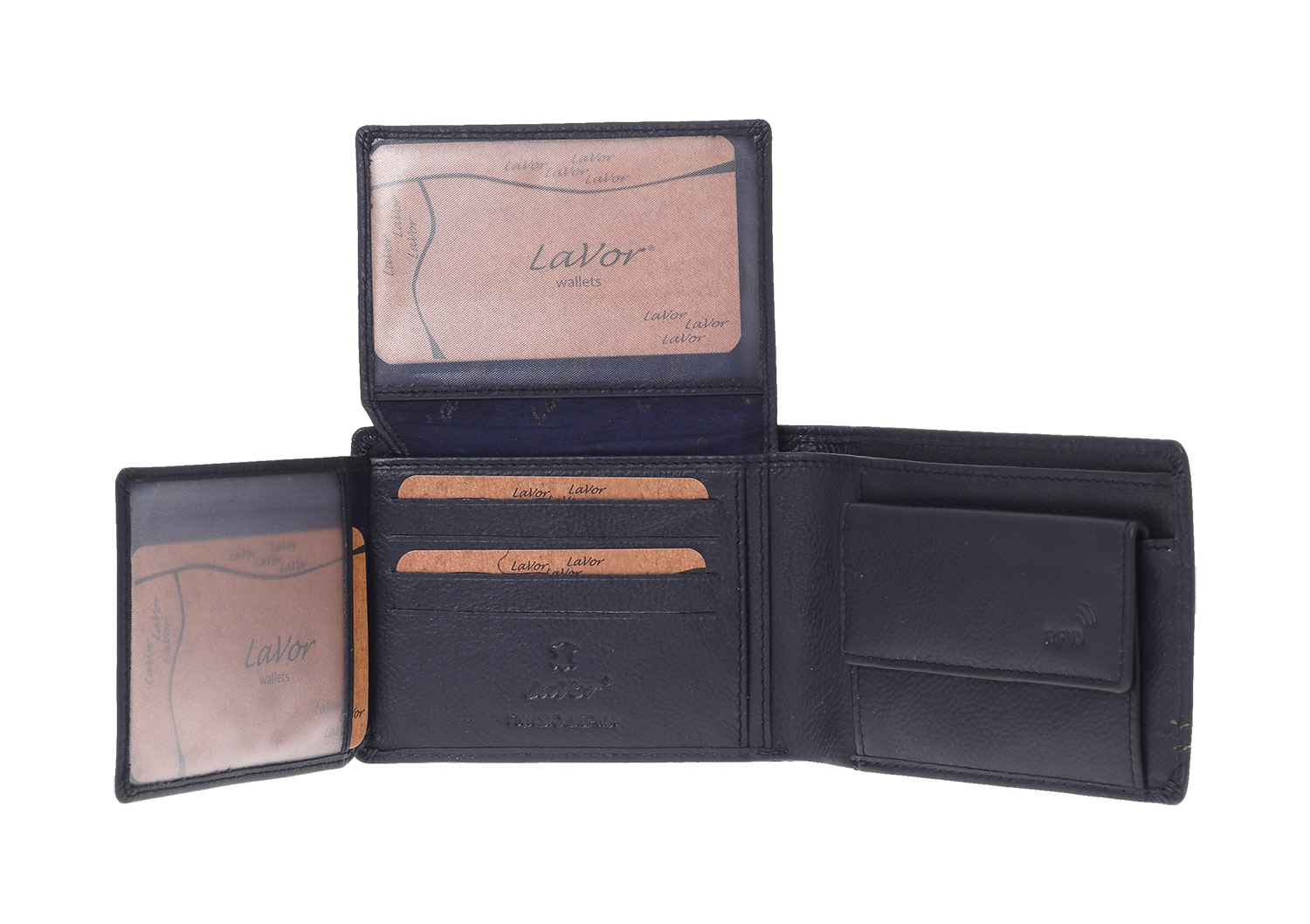LaVor 1-3839 Ανδρικό Δερμάτινο Πορτοφόλι με RFID Μπλε
