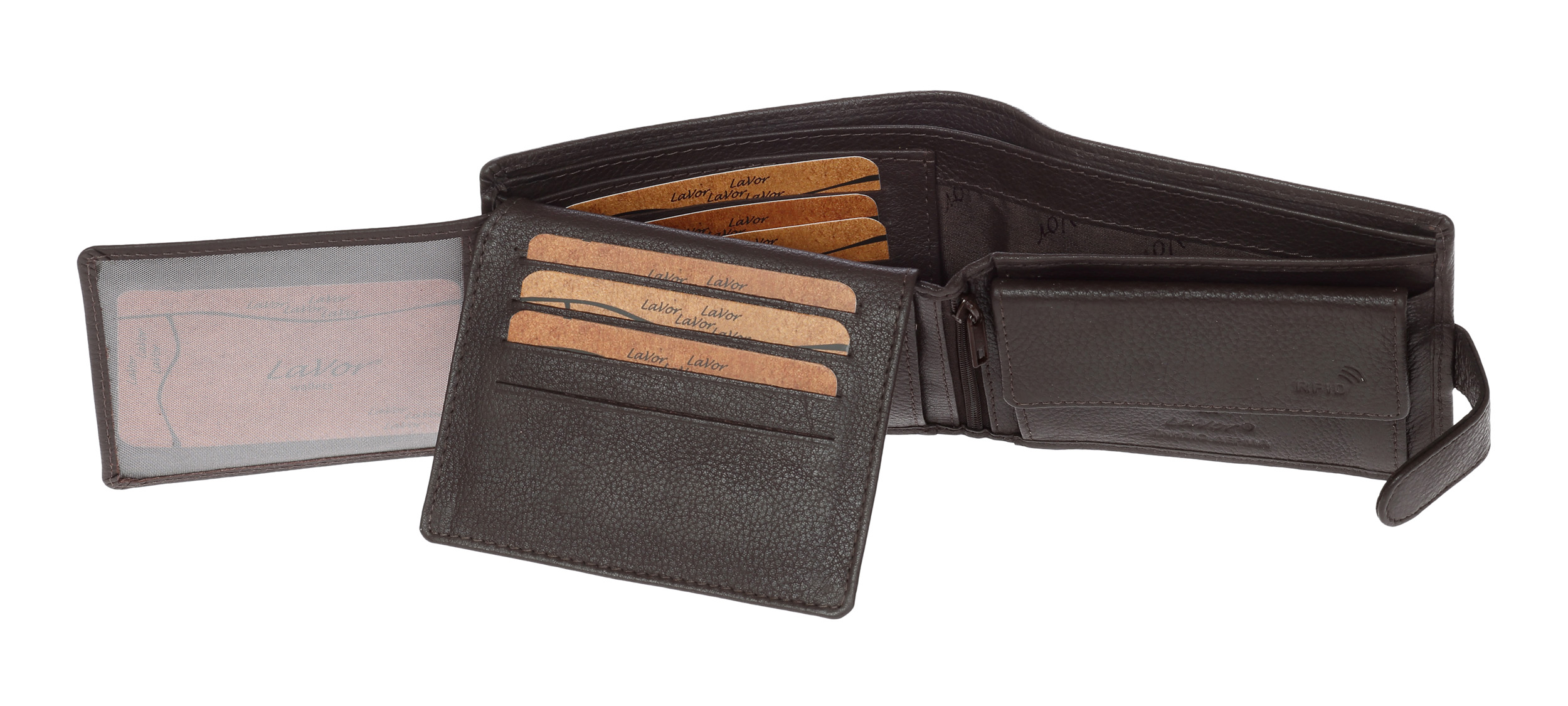 LaVor 1-3653 Ανδρικό Δερμάτινο Πορτοφόλι με RFID Καφέ