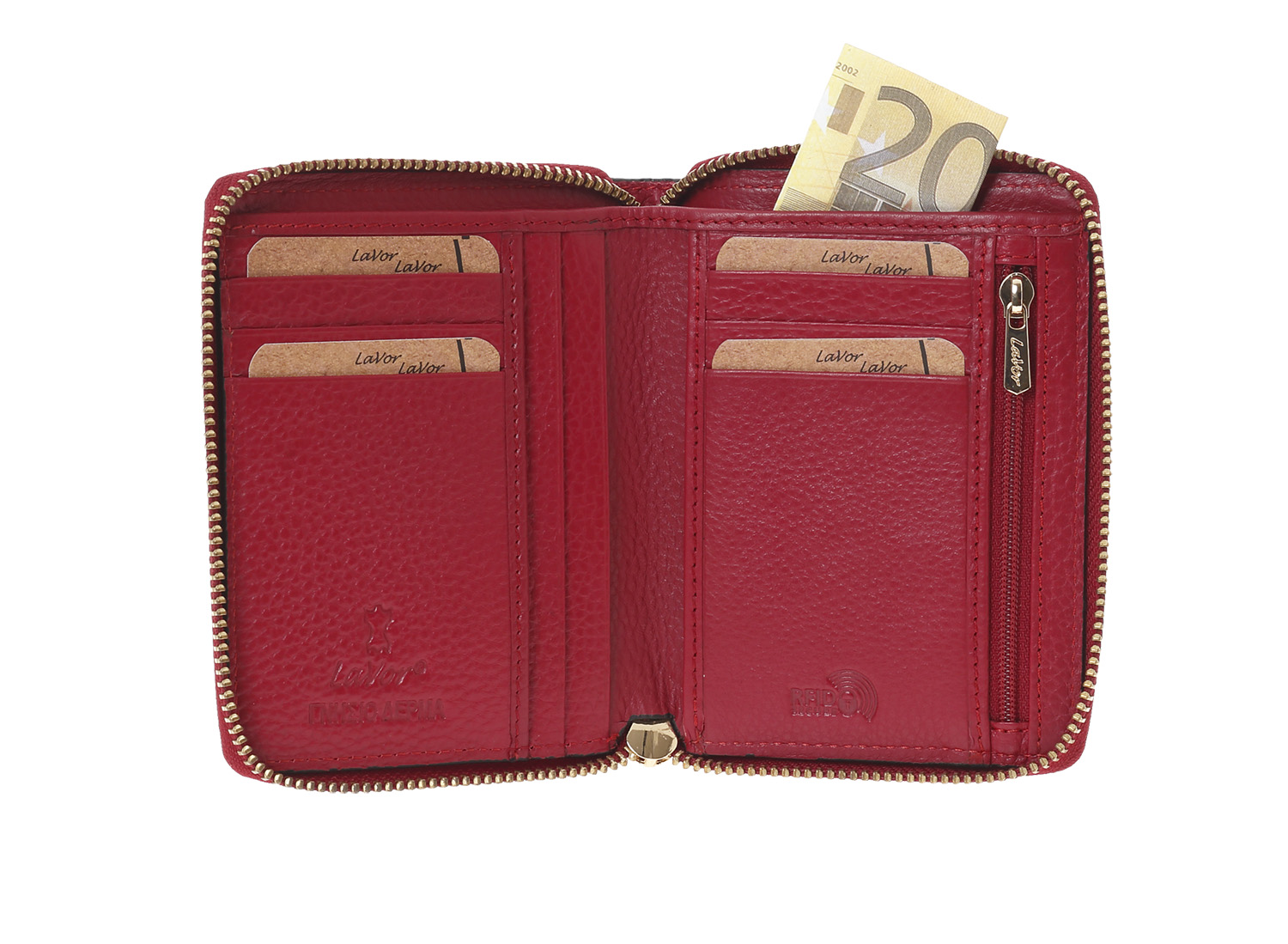 LaVor 1-6167 Γυναικείο Δερμάτινο Πορτοφόλι με Rfid Κόκκινο