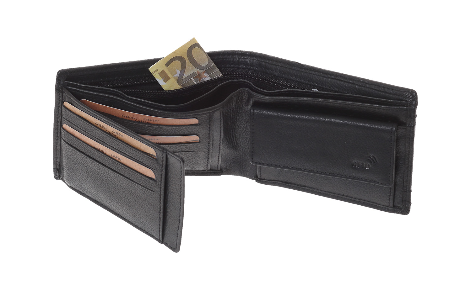 LaVor 1-3837 Ανδρικό Δερμάτινο Πορτοφόλι με RFID Μαυρο