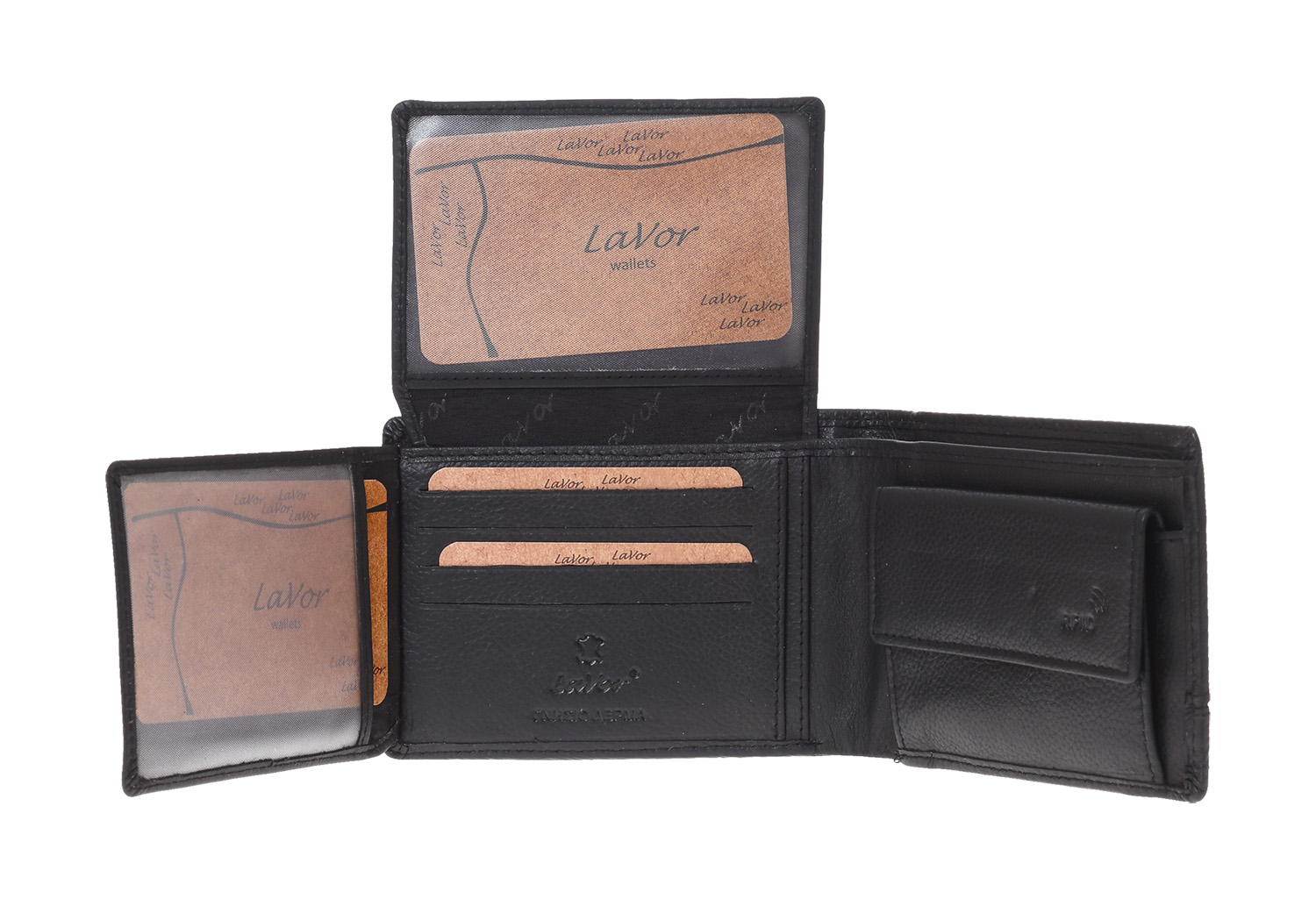 LaVor 1-3834 Ανδρικό Δερμάτινο Πορτοφόλι με RFID Μαυρο
