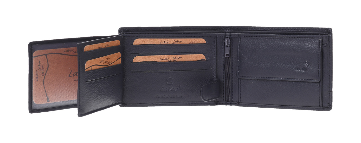 LaVor 1-3838 Ανδρικό Δερμάτινο Πορτοφόλι με RFID Μπλε