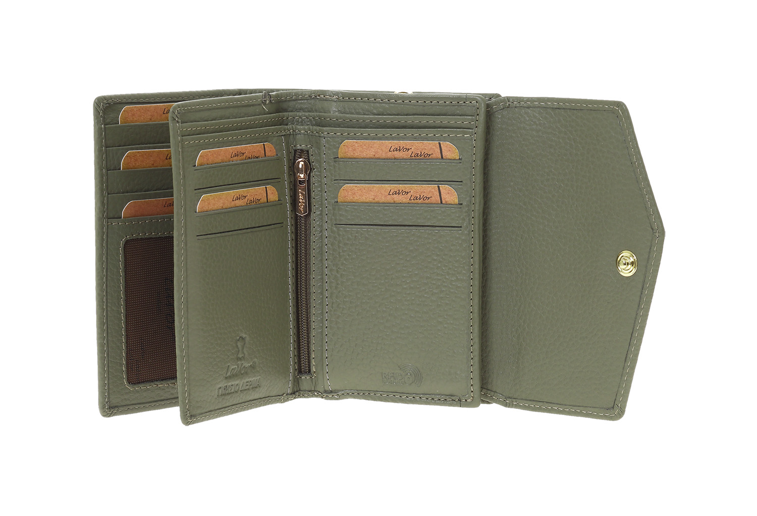 LaVor 1-6000 Γυναικείο Δερμάτινο Πορτοφόλι με Rfid Χακί LaVor 1-6000 Γυναικείο Δερμάτινο Πορτοφόλι με Rfid Χακί