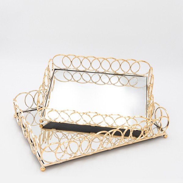 S/2 ΔΙΣΚΟΣ ΜΕΤΑΛΛΙΚΟΣ ΜΕ ΚΑΘΡΕΦΤΗ ΧΡΥΣΟ 36x26cm/ 31x20cm