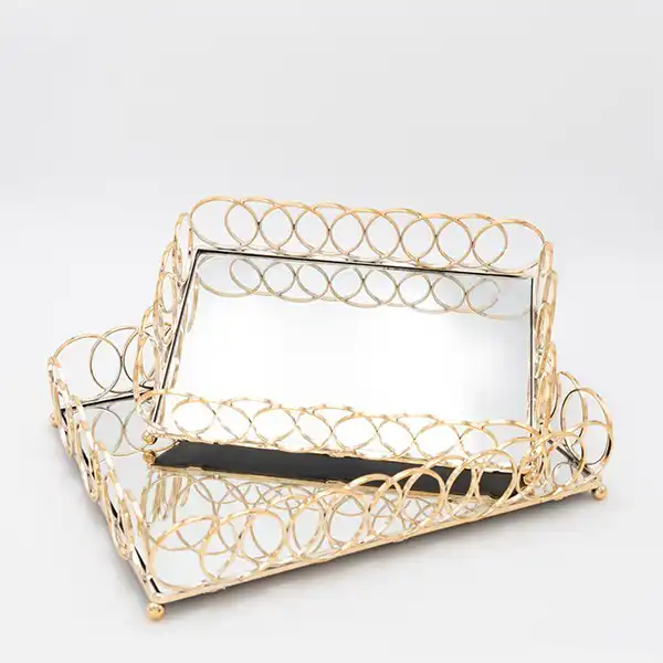 S/2 ΔΙΣΚΟΣ ΜΕΤΑΛΛΙΚΟΣ ΜΕ ΚΑΘΡΕΦΤΗ ΧΡΥΣΟ 36x26cm/ 31x20cm