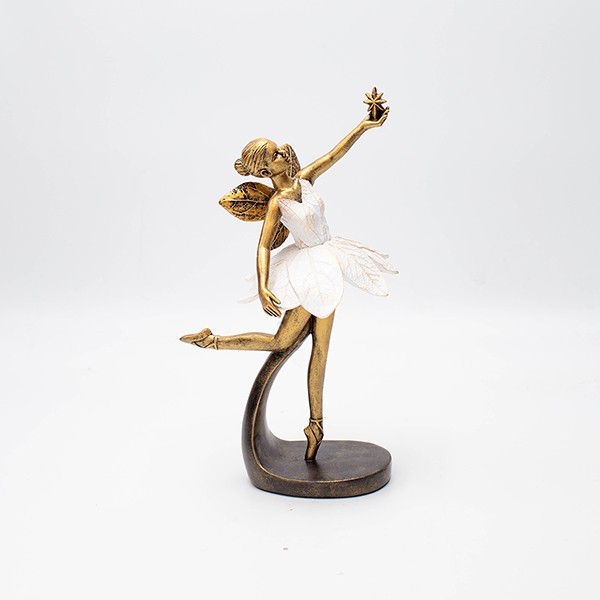 ΔΙΑΚΟΣΜΗΤΙΚΟ ΝΕΡΑΙΔΑ ΠΟΛΥΡΕΖΙΝ ΜΠΡΟΝΖΕ-ΛΕΥΚΟ 11.58×8.5×24.2cm