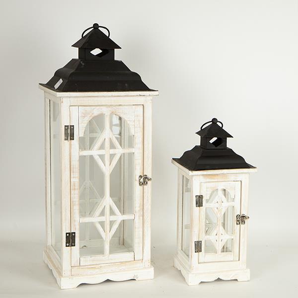 S/2 ΦΑΝΑΡΙΑ ΜΕΤΑΛΛΙΚΗ – ΞΥΛΙΝΑ ΛΕΥΚΑ 24x24x62cm/17x17x40cm