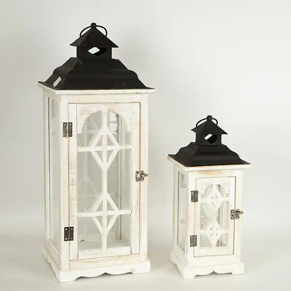 S/2 ΦΑΝΑΡΙΑ ΜΕΤΑΛΛΙΚΗ – ΞΥΛΙΝΑ ΛΕΥΚΑ 24x24x62cm/17x17x40cm