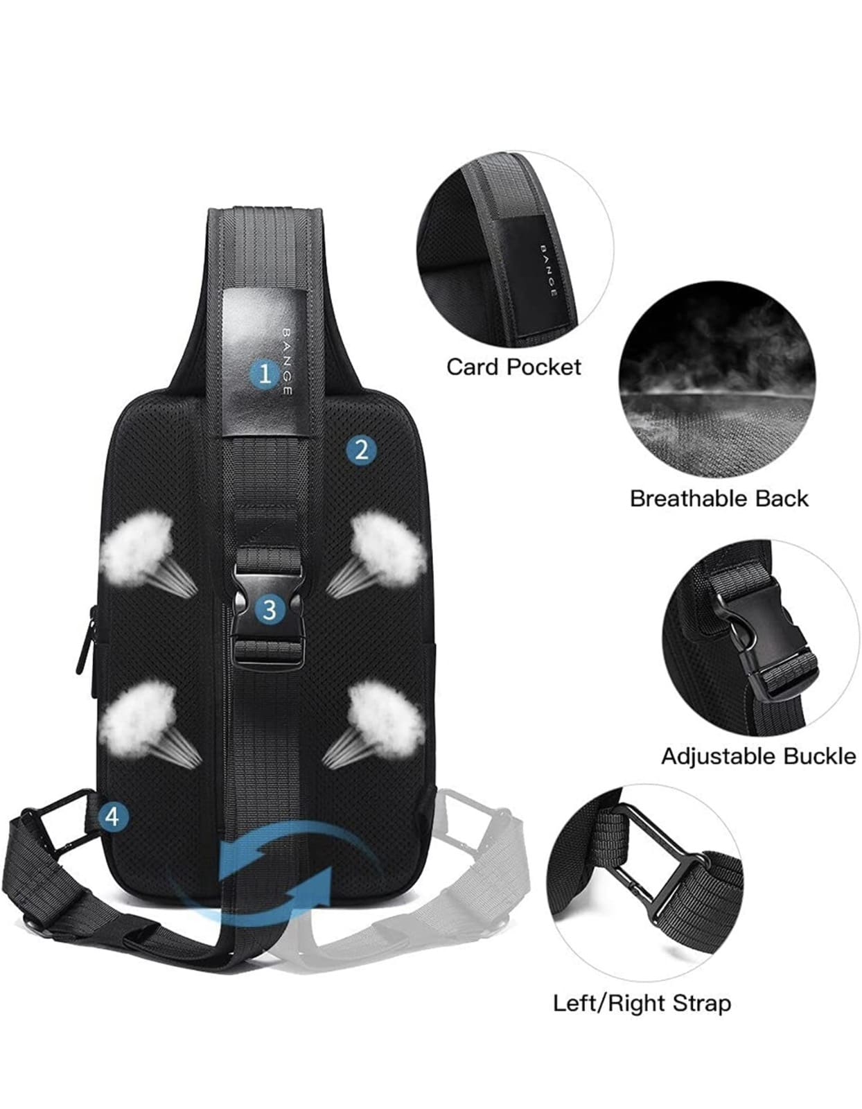 Τσαντάκι ώμου χιαστί crossbody Bange 7082 μαύρο