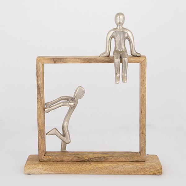 ΔΙΑΚΟΣΜΗΤΙΚΟ ΦΙΓΟΥΡΑ  ΞΥΛΟ- ΜΕΤΑΛΛΟ ΑΣΗΜΙ- ΦΥΣΙΚΟ30x5x36cm