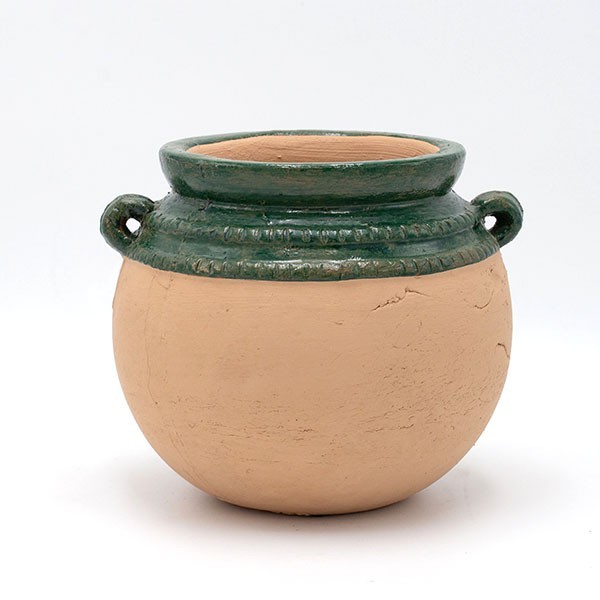 ΠΥΘΑΡΙ  ΚΕΡΑΜΙΚΟ ΠΡΑΣΙΝΟ-ΜΠΕΖ 25.5×23.5×21.5cm