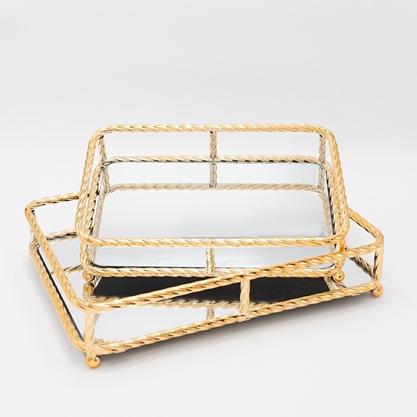 S/2 ΔΙΣΚΟΣ ΜΕΤΑΛΛΙΚΟΣ ΜΕ ΚΑΘΡΕΦΤΗ ΧΡΥΣΟ 36x7x26cm/ 30x7x20cm