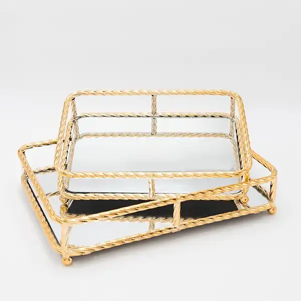 S/2 ΔΙΣΚΟΣ ΜΕΤΑΛΛΙΚΟΣ ΜΕ ΚΑΘΡΕΦΤΗ ΧΡΥΣΟ 36x7x26cm/ 30x7x20cm