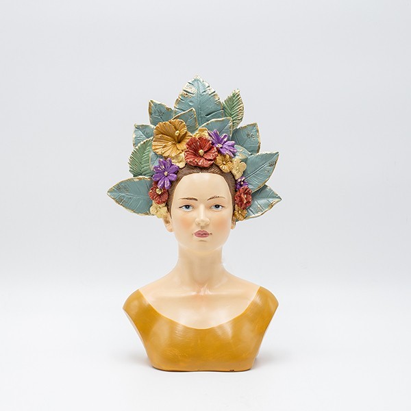 ΔΙΑΚΟΣΜΗΤΙΚΟ ΓΛΥΠΤΟ ΠΡΟΤΟΜΗ ΓΥΝΑΙΚΑΣ ΜΕ ΦΥΛΛΑ & ΛΟΥΛΟΥΔΙΑ ΣΤΑ ΜΑΛΛΙΑ ΠΟΛΥΡΕΖΙΝ ΠΟΛΥΧΡΩΜΟ 17.5×9.5x28cm