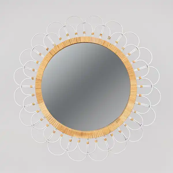 ΚΑΘΡΕΦΤΗΣ ΞΥΛΙΝΟΣ – ΜΕΤΑΛΛΙΚΟΣ NATURAL – ΛΕΥΚΟΣ 92×3.5x92cm