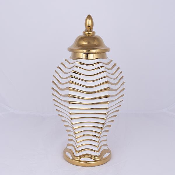 ΒΑΖΟ ΜΕ ΚΑΠΑΚΙ ΚΕΡΑΜΙΚΟ ΛΕΥΚΟ – ΧΡΥΣΟ 21.2×21.2×42.2cm