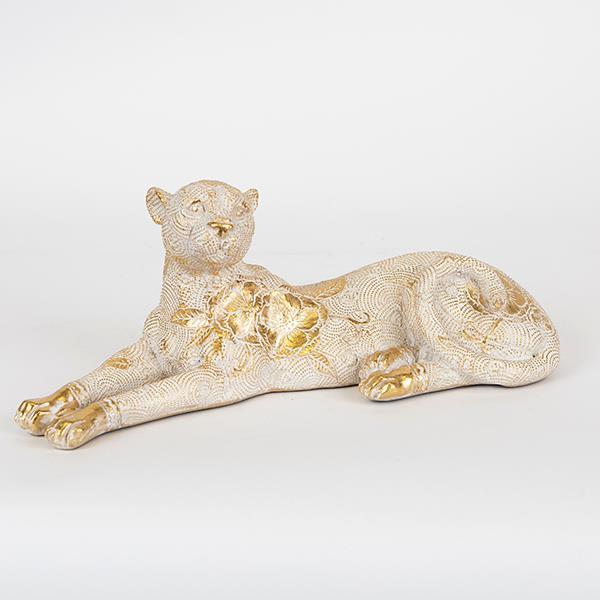 ΛΕΟΠΑΡΔΑΛΗ ΠΟΛΥΡΕΖΙΝ ΛΕΥΚΗ – ΧΡΥΣΗ 32.5×12.8x12cm