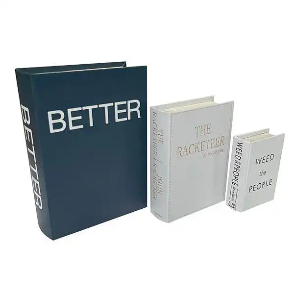 S/3 ΚΟΥΤΙΑ ΒΙΒΛΙΑ ΞΥΛΙΝΑ ΜΠΛΕ – ΜΑΥΡΟ 30x22x7.5cm / 23x17x6cm / 16x11x4.5cm