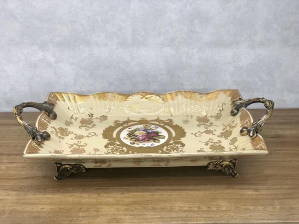 ΠΙΑΤΕΛΑ ΔΙΑΚΟΣΜΗΤΙΚΗ ΠΟΡΣΕΛΑΝΙΝΗ ΜΠΕΖ – ΧΡΥΣΗ 38.5x20x8.5cm