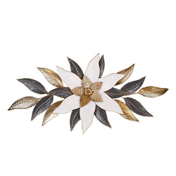 ΔΙΑΚΟΣΜΗΤΙΚΟ ΤΟΙΧΟΥ ΛΟΥΛΟΥΔΙ ΜΕΤΑΛΛΙΚΟ ΛΕΥΚΟ – ΓΚΡΙ – ΧΡΥΣΟ 133x6x66.5cm