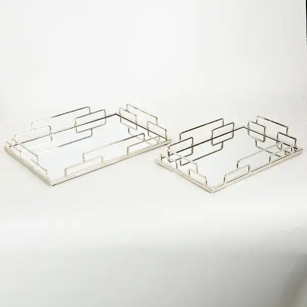 S/2 ΔΙΣΚΟΣ ΜΕΤΑΛΛΙΚΟΣ ΜΕ ΚΑΘΡΕΦΤΗ ΑΣΗΜΙ 35x25x5cm / 30.5×20.5x5cm