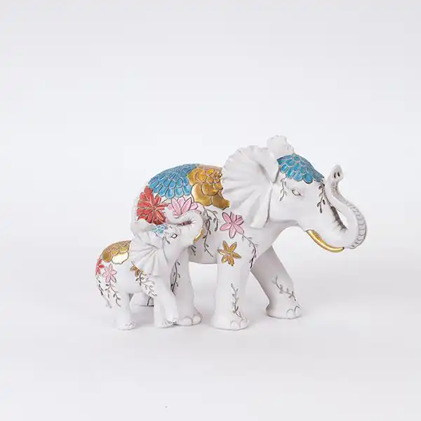ΕΛΕΦΑΝΤΕΣ ΠΟΛΥΡΕΖΙΝ ΛΕΥΚΟΙ ΜΕ ΛΟΥΛΟΥΔΙΑ 22.5x12x16cm