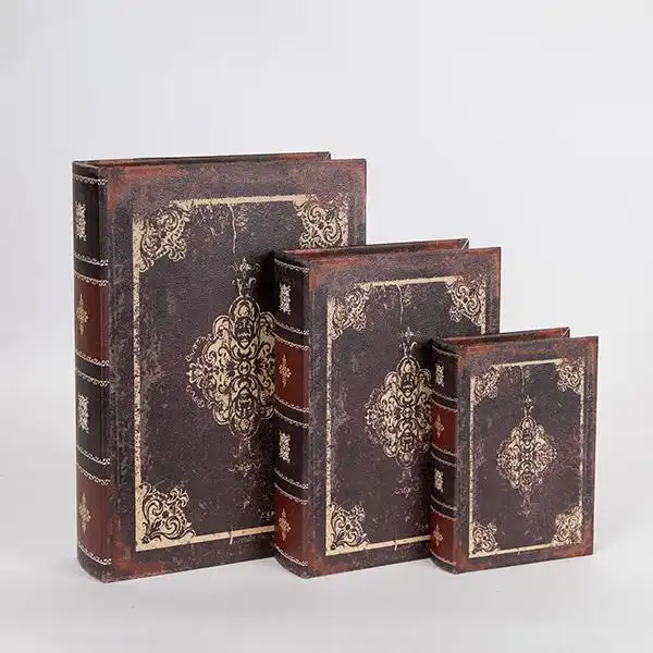 S/3 ΚΟΥΤΙΑ ΒΙΒΛΙΑ ΞΥΛΙΝΑ ΚΑΦΕ 32x23x7cm / 25x18x5.5cm / 18x13x4cm