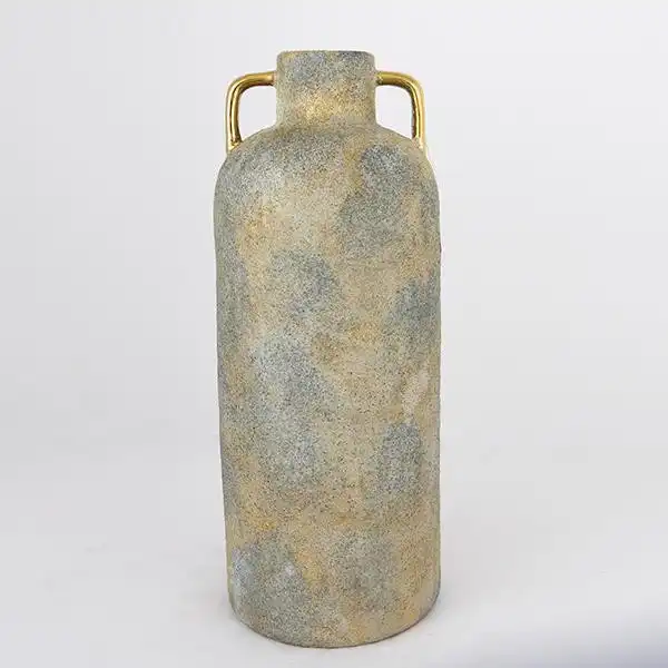 ΒΑΖΟ ΚΕΡΑΜΙΚΟ ΓΚΡΙ – ΧΡΥΣΟ 16x16x40.5cm