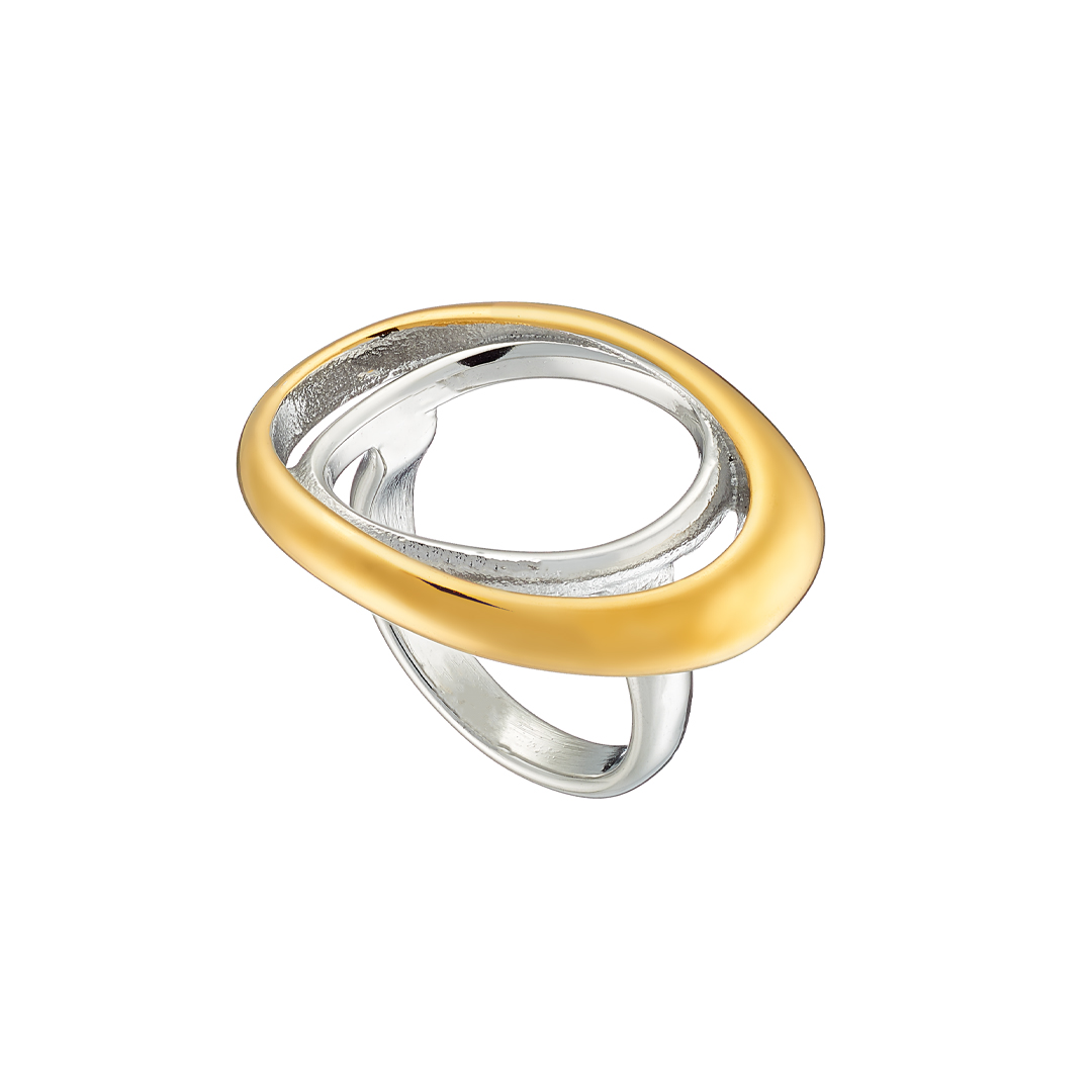 Sequoia γυναικείο ατσάλινο δαχτυλίδι επίχρυσο δίχρωμο N-02579