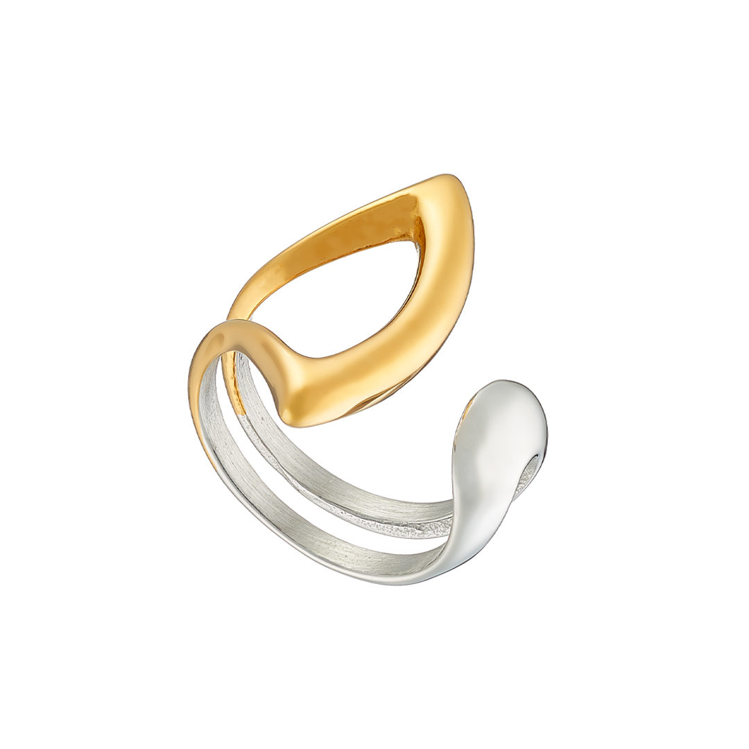 Sequoia γυναικείο ατσάλινο δαχτυλίδι επίχρυσο δίχρωμο N-02580