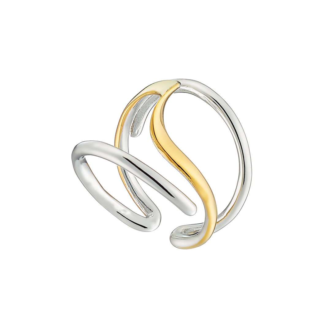 Sequoia γυναικείο ατσάλινο δαχτυλίδι επίχρυσο δίχρωμο  N-02581