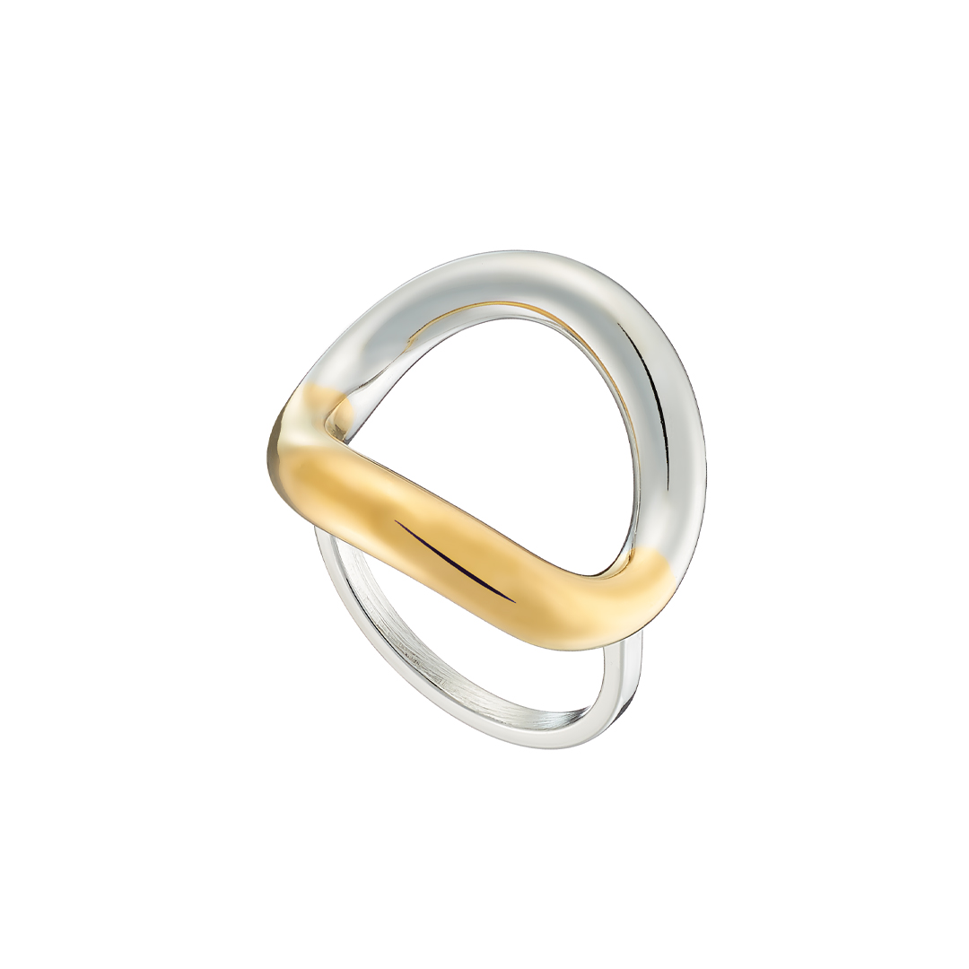 Sequoia γυναικείο ατσάλινο δαχτυλίδι επίχρυσο δίχρωμο N-02582