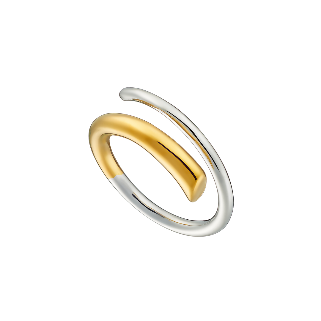 Sequoia γυναικείο ατσάλινο δαχτυλίδι επίχρυσο δίχρωμο N-02583