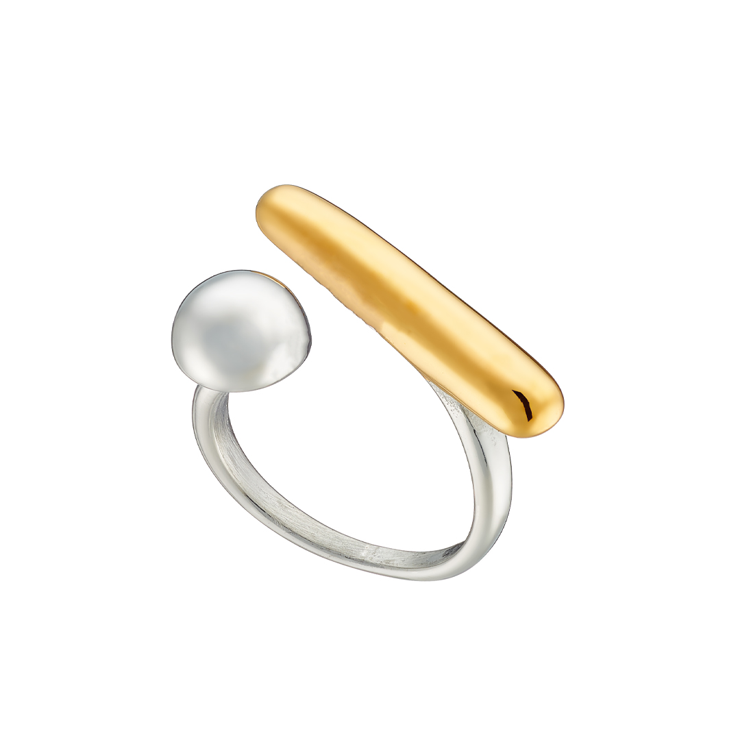 Sequoia γυναικείο ατσάλινο δαχτυλίδι επίχρυσο δίχρωμο N-02585