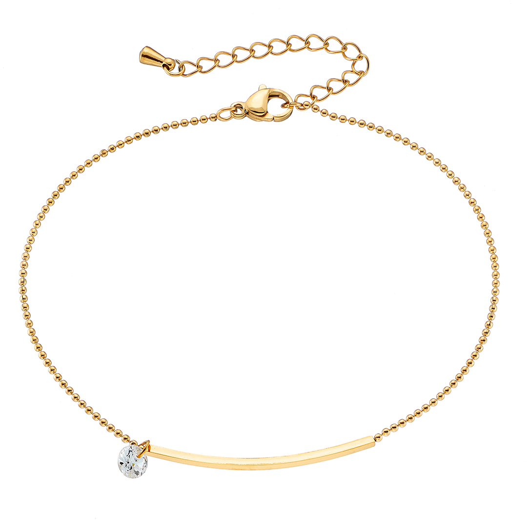 Sequoia ατσάλινη επίχρυση αλυσίδα ποδιού με ζιργκόν N-03781G