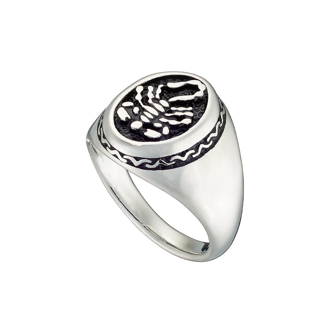 Sequoia αντρικό ατσάλινο δαχτυλίδι με σχέδιο σκορπιό ZN-3823