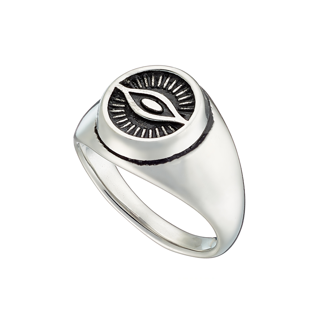 Sequoia αντρικό ατσάλινο δαχτυλίδι με σχέδιο μάτι ZN-3825