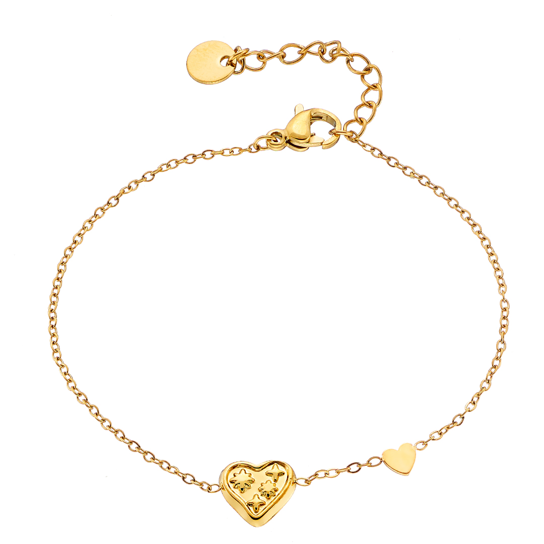 Sequoia γυναικείο ατσάλινο επίχρυσο βραχιόλι με 2 καρδιές NB-01064G Sequoia γυναικείο ατσάλινο επίχρυσο βραχιόλι με 2 καρδιές NB-01064G